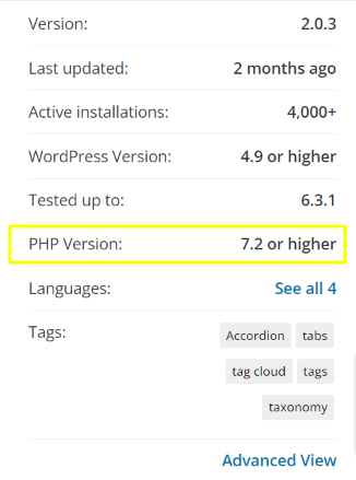 WordPress plugin repository PHP compatibility